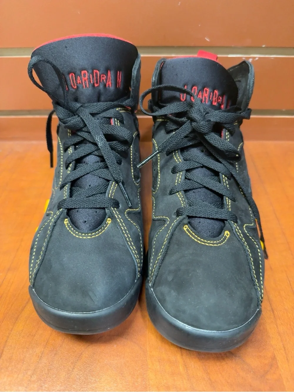 Nike Air Jordan 7 Retro Citrus Black Red Yellow Sneakers Youth 7Y Women’s 8.5